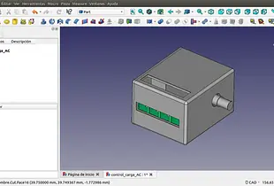 Modelo FreeCad de caja y PCB de control de carga AC.