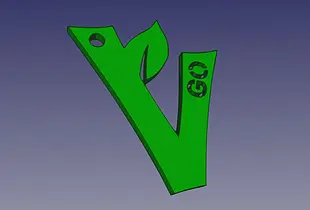 V for Vegan - Keyring / Keychain - Go vegan symbol