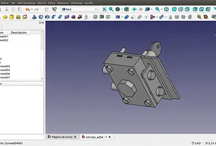 Modelo FreeCad de cerrojo con llave