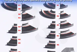 MyDigitalSlot All Curves Pack, 3D printed, DIY track parts for your 1/32 Slot Car Racing Game