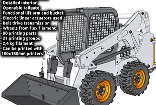 3D PRINTED RC WHEELED SKID STEER LOADER IN 1/8.5 SCALE BY AN3DRC