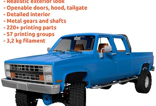 3D Printed RC Car Chevrolet K20 Crew Cab Pickup by AN3DRC