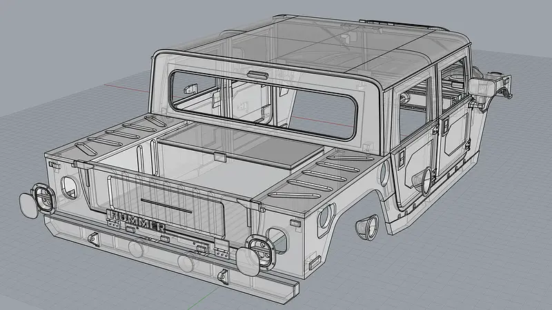 1:10 Hummer H1 RC body for trx4 